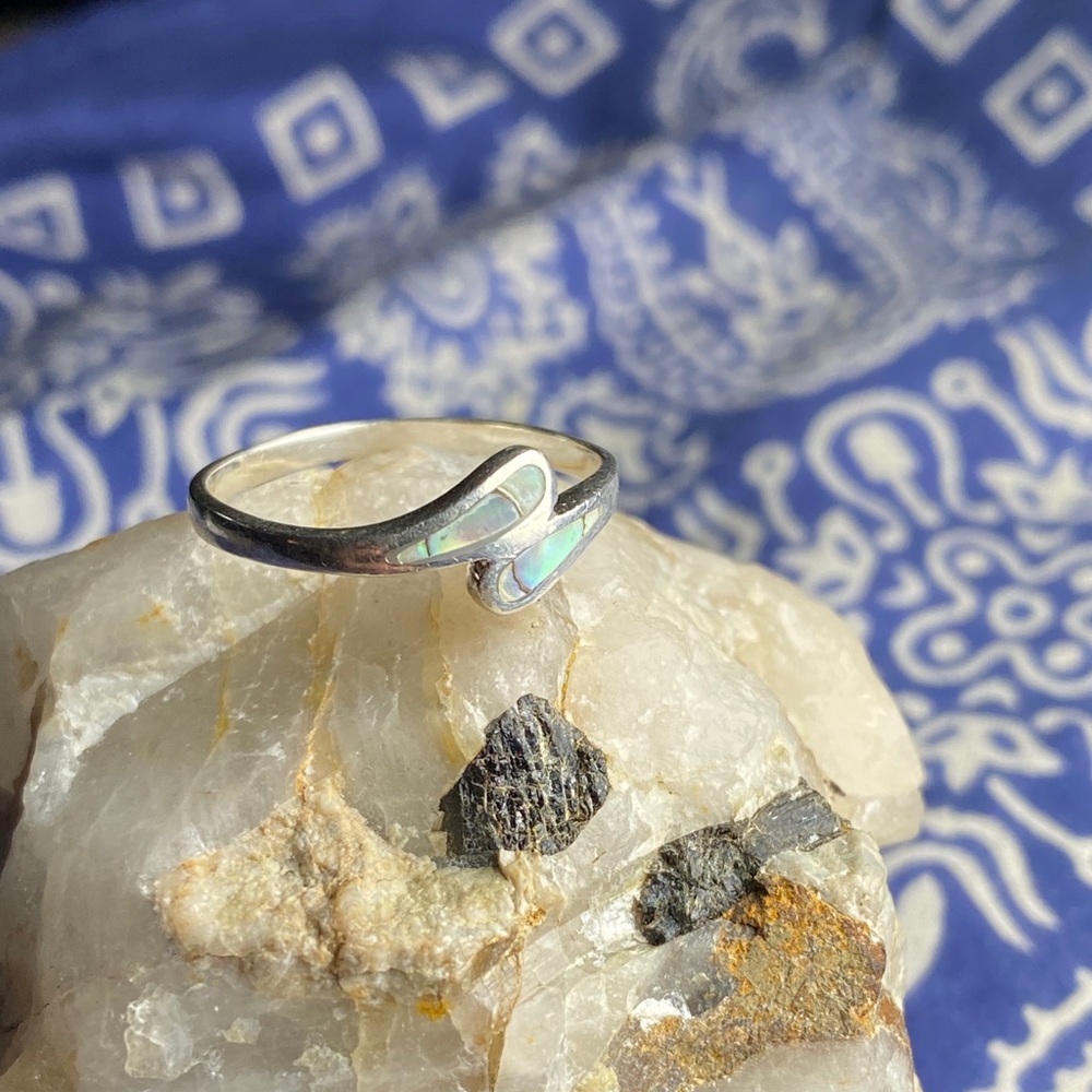 Sterling Silver Abalone Shell 925 Ring - image 1